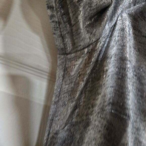Calvin Klein Metallic Cold Shoulder Sheath Dress Silver Size 8 - Picture 7 of 11
